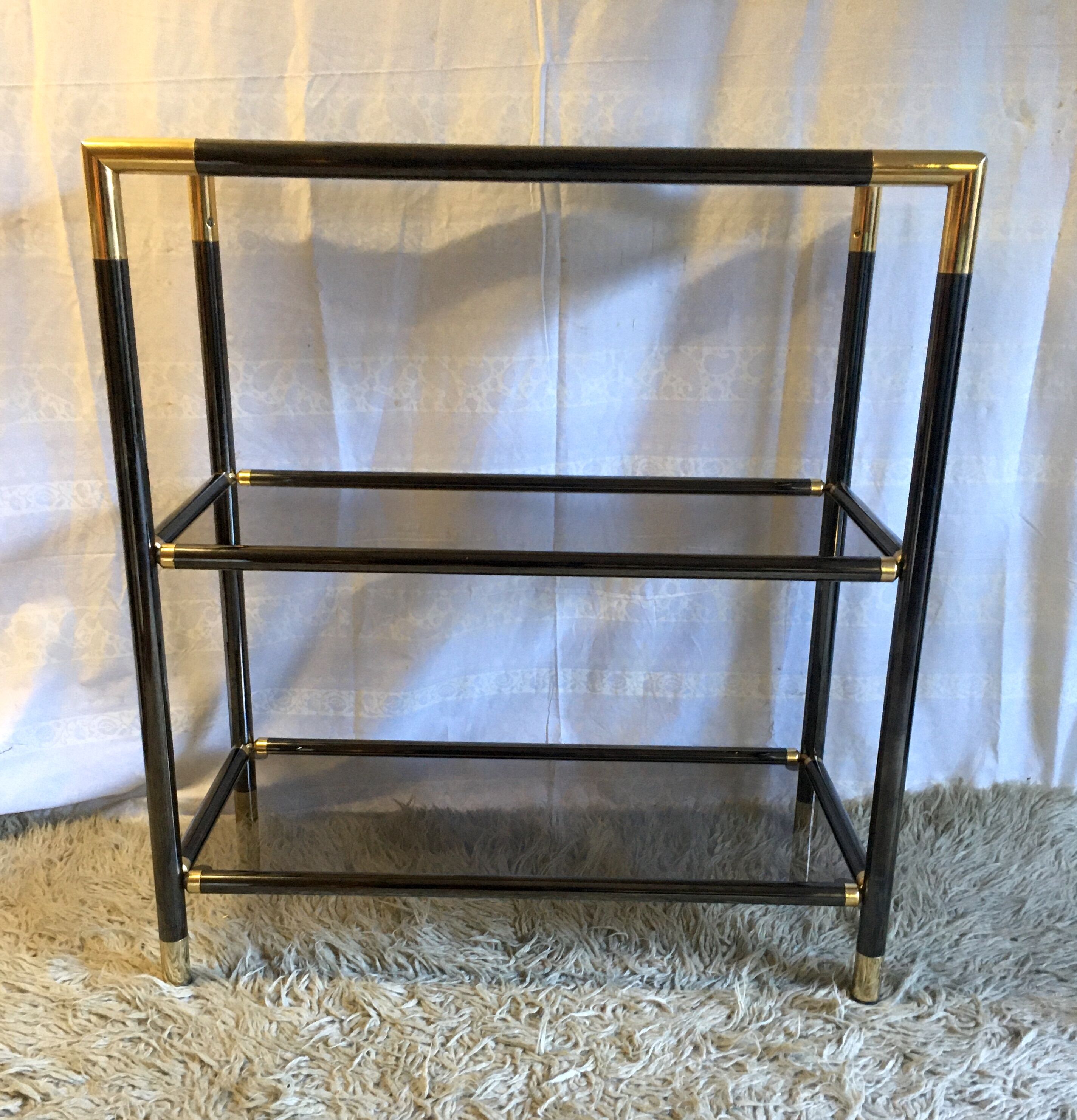 Smoked glass brass library - 70s