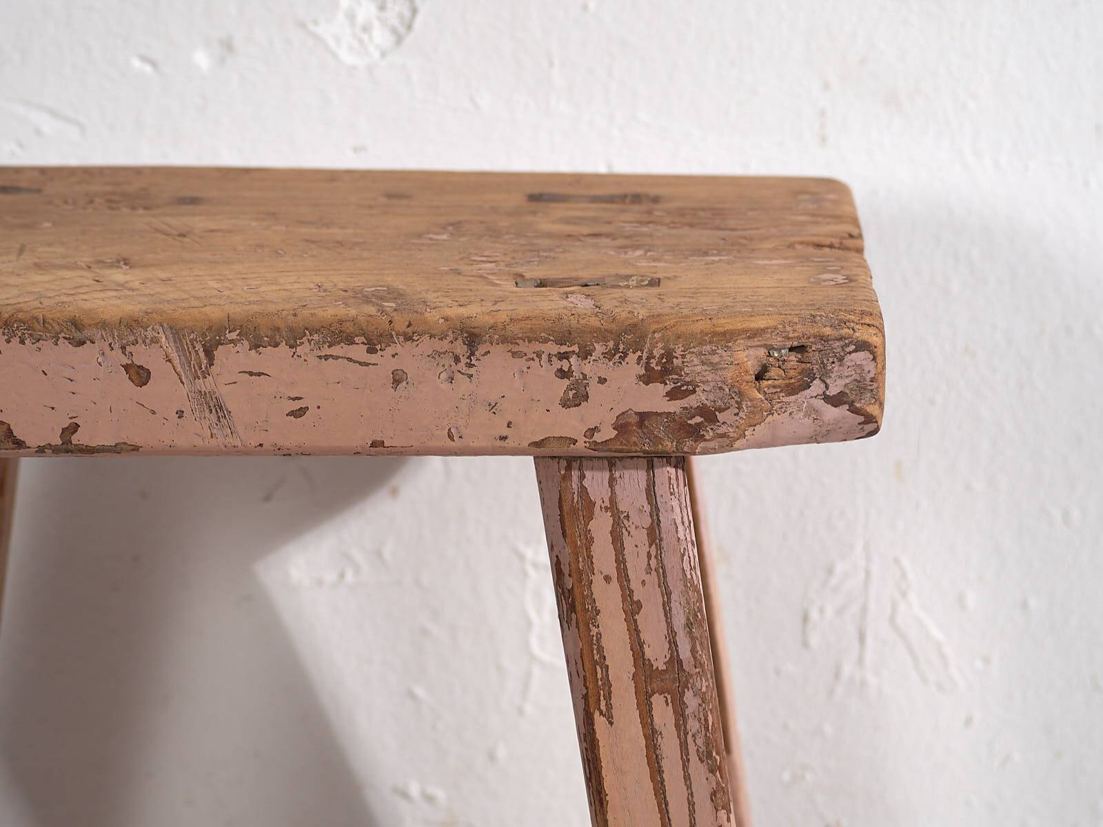 Tabouret ancien à patine rose (c.1900) #8