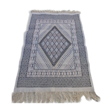 Tapis blanc multicolore fait main en pure laine