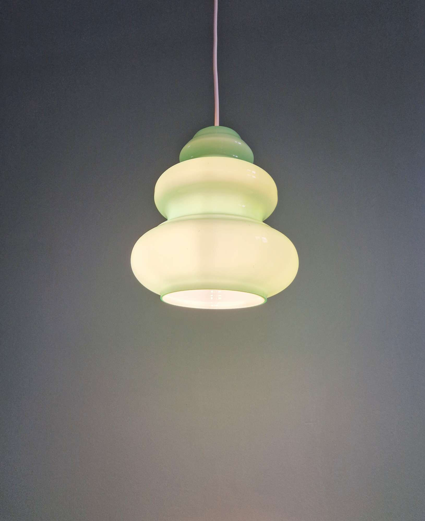 Suspension Space Age in blue-green opaline, 1960s