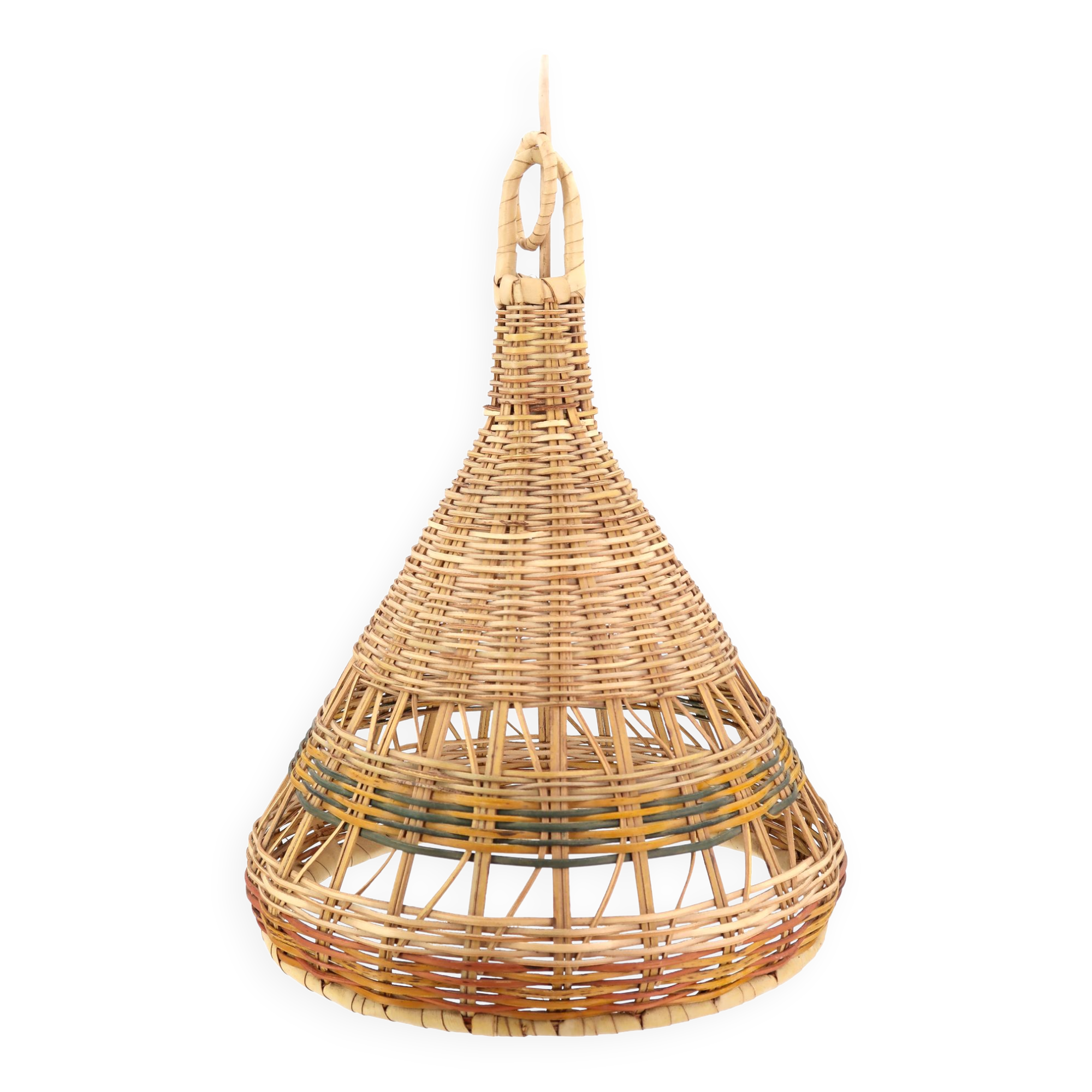 Wicker pendant light, 70s