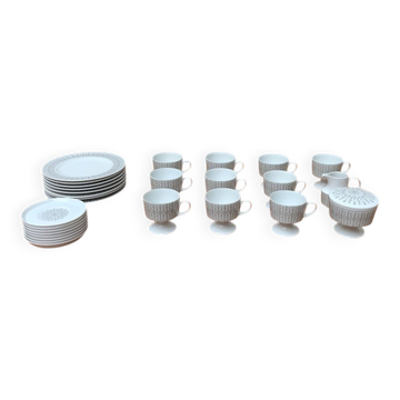 Vintage grey coffee service Secunda, made in Germany by Tapio Wirkkala for Rosenthal, set of 28.