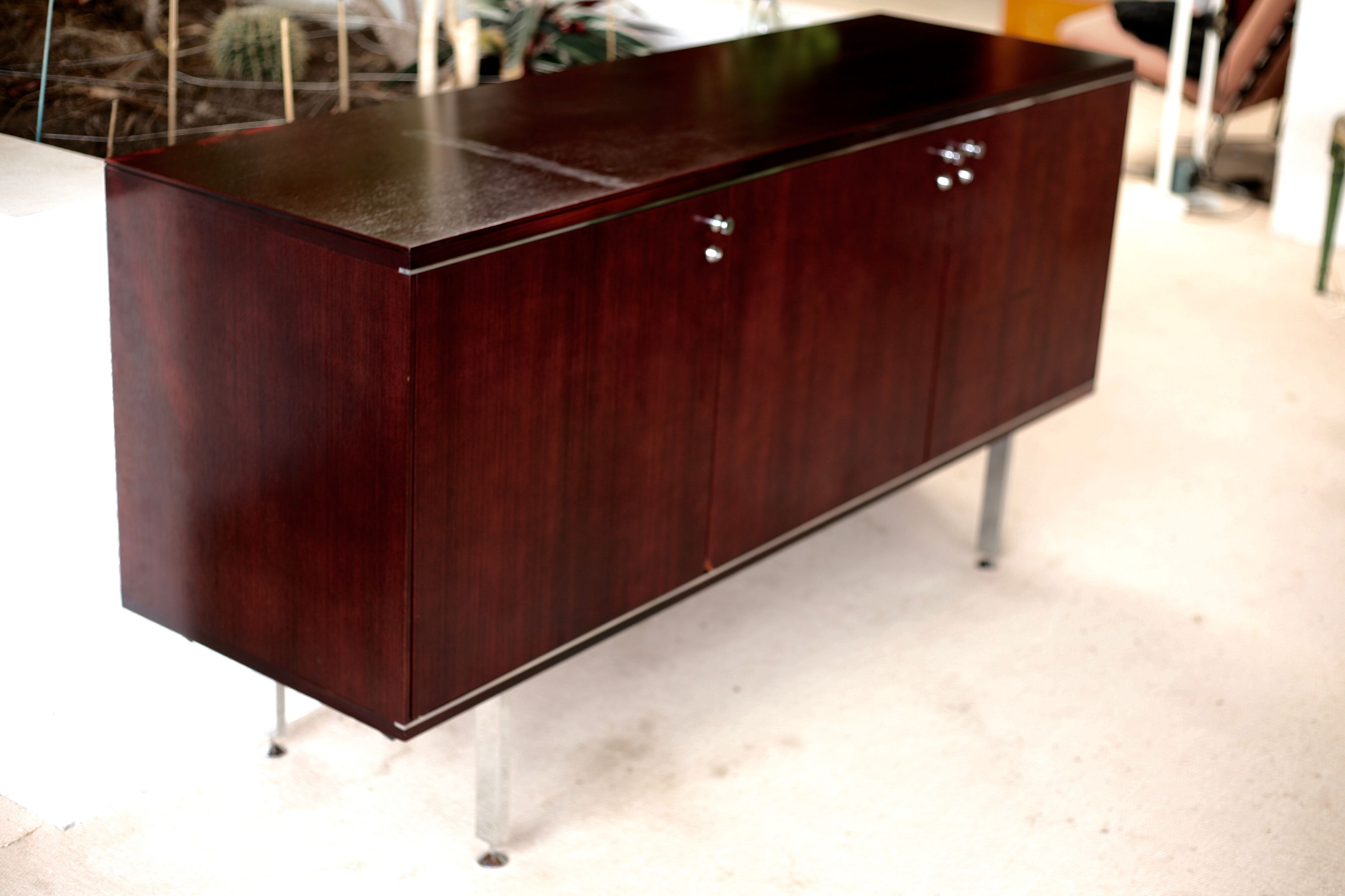 Sideboard solid wood and steel, France, cira 1970, Negroni edition