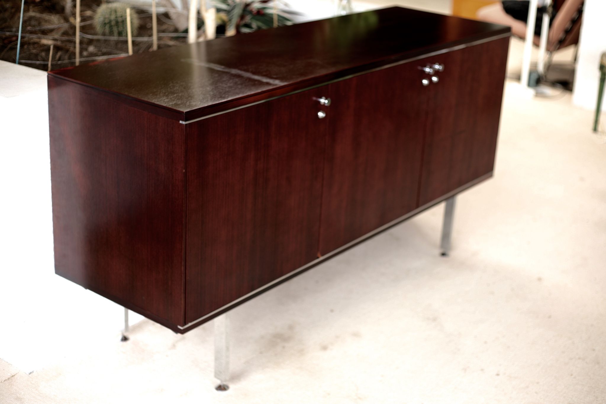Sideboard solid wood and steel, France, cira 1970, Negroni edition
