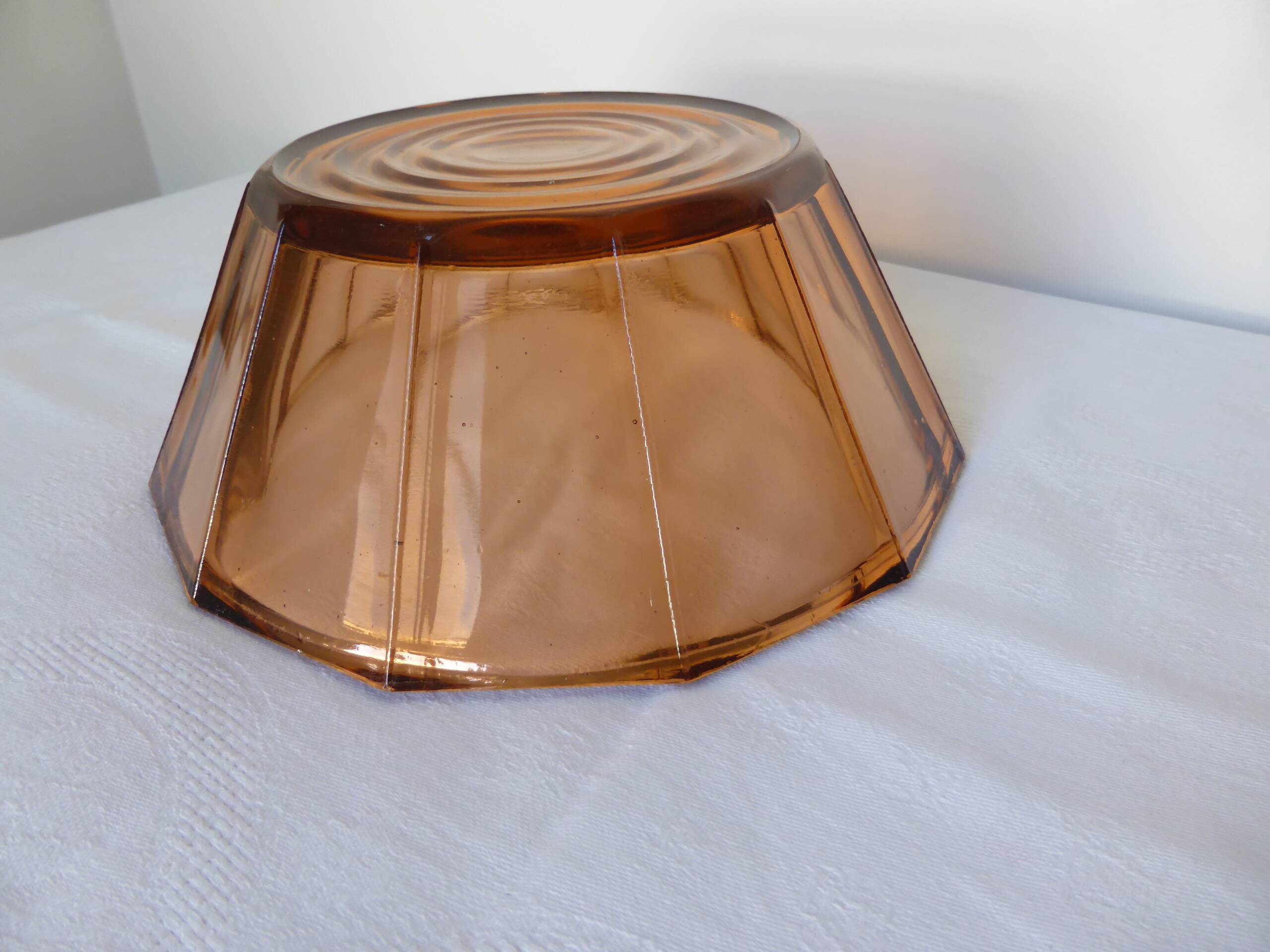 Vintage pink glass salad bowl in art deco style rosaline 201020