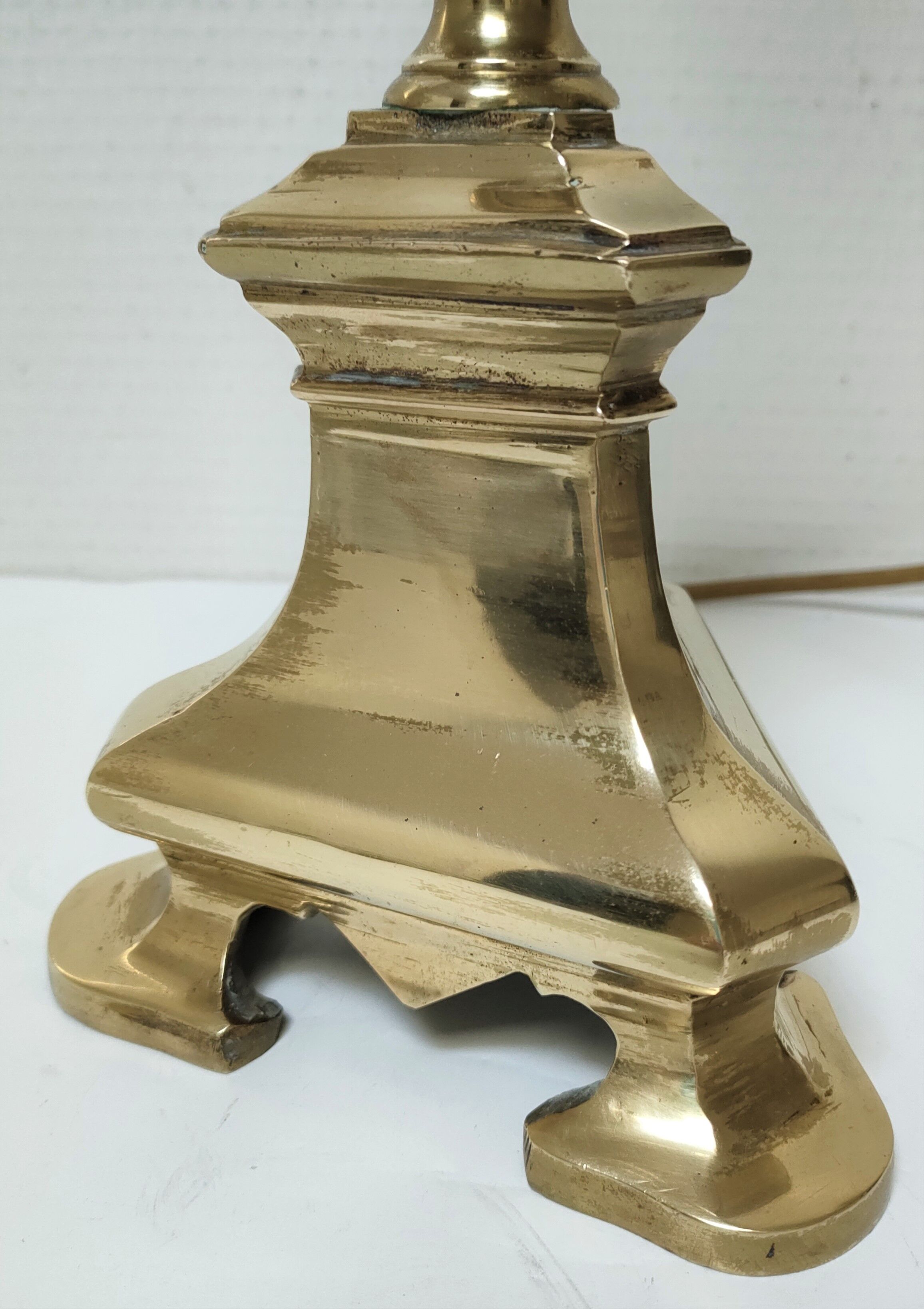 Pied de lampe bronze doré tripode hauteur 50 cm
