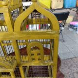 Vintage antique wood and metal bird cage