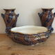 Sarreguemines trim 3 pcs Planter & vases blue, burgundy and gold