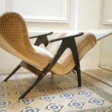 Fauteuil Wing chair à système de relaxation année 50/60