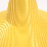 Yellow Rotaflex cellulose pending lamp by A.R.P, France 1970s