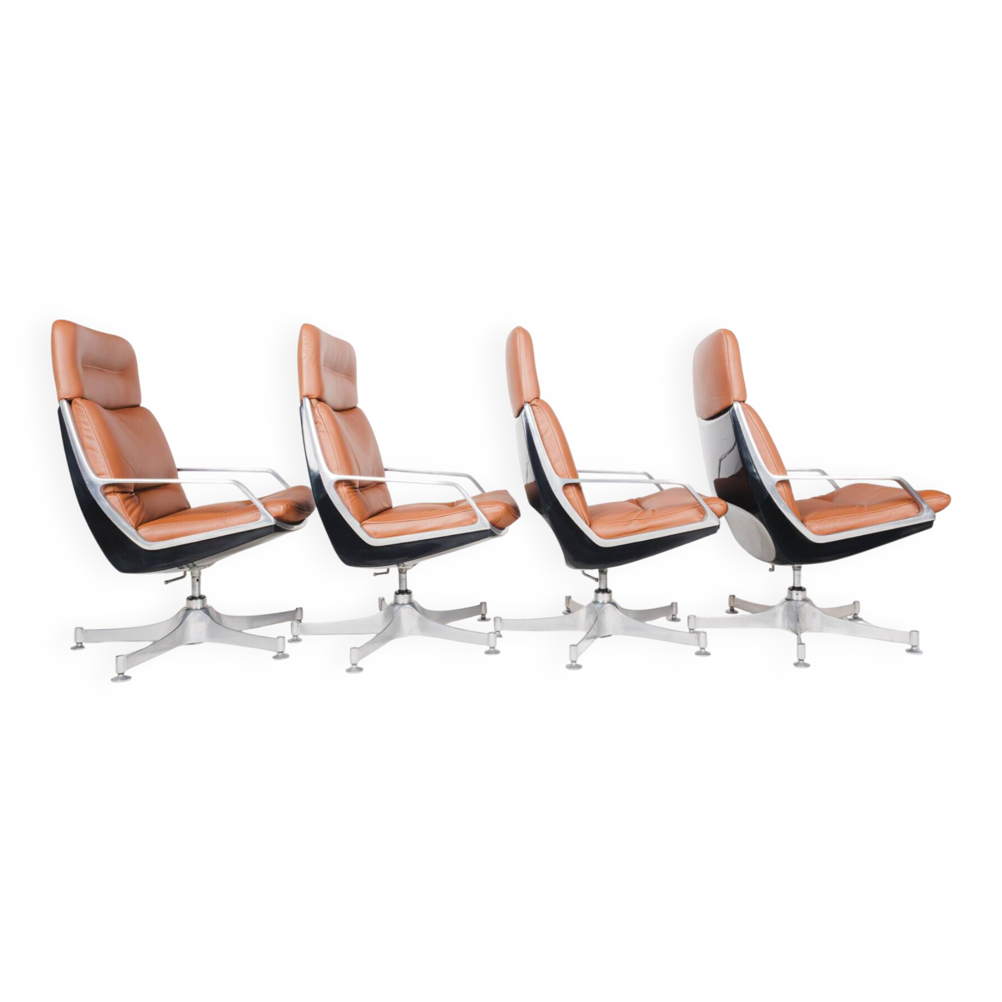 4 High Commander Office Chairs by Jorge Zalszupin - Brazil - 1980s