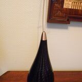 Suspension signed Vianne, inverted drop in glass lined black nuanced and purple interior