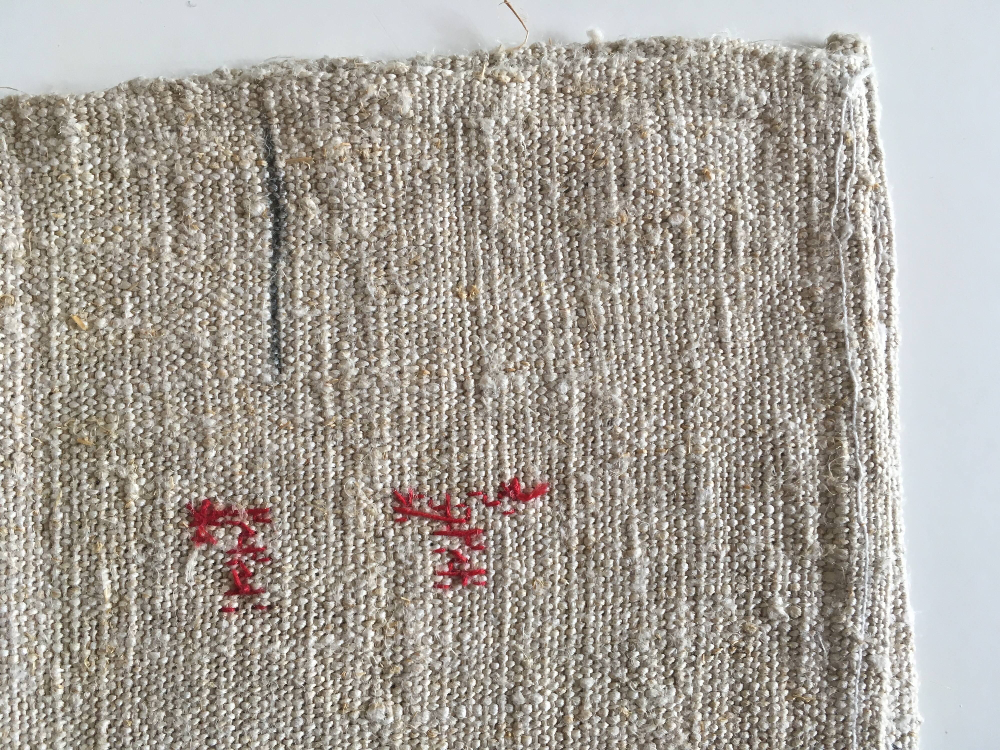 Raw hemp cloth table 19th L120cm