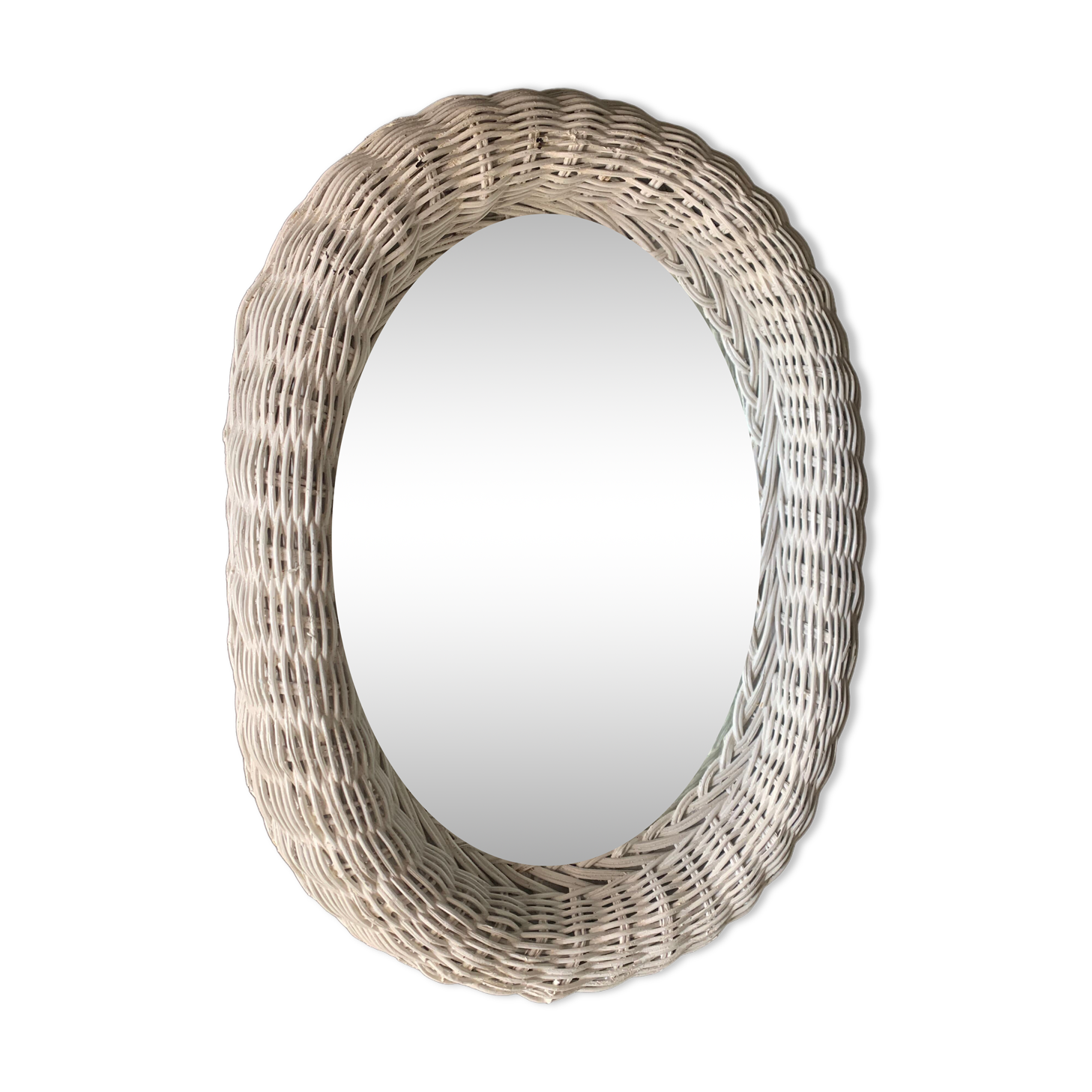 Miroir rotin osier blanc