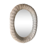 White wicker rattan mirror