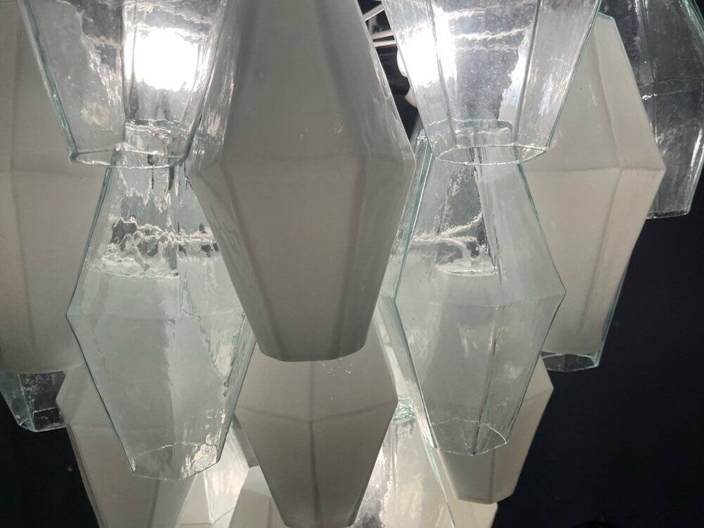 Large Polygon White Murano Glass Chandelier 1980’s