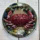Set of 8 majolica-barbotine dishes and plates