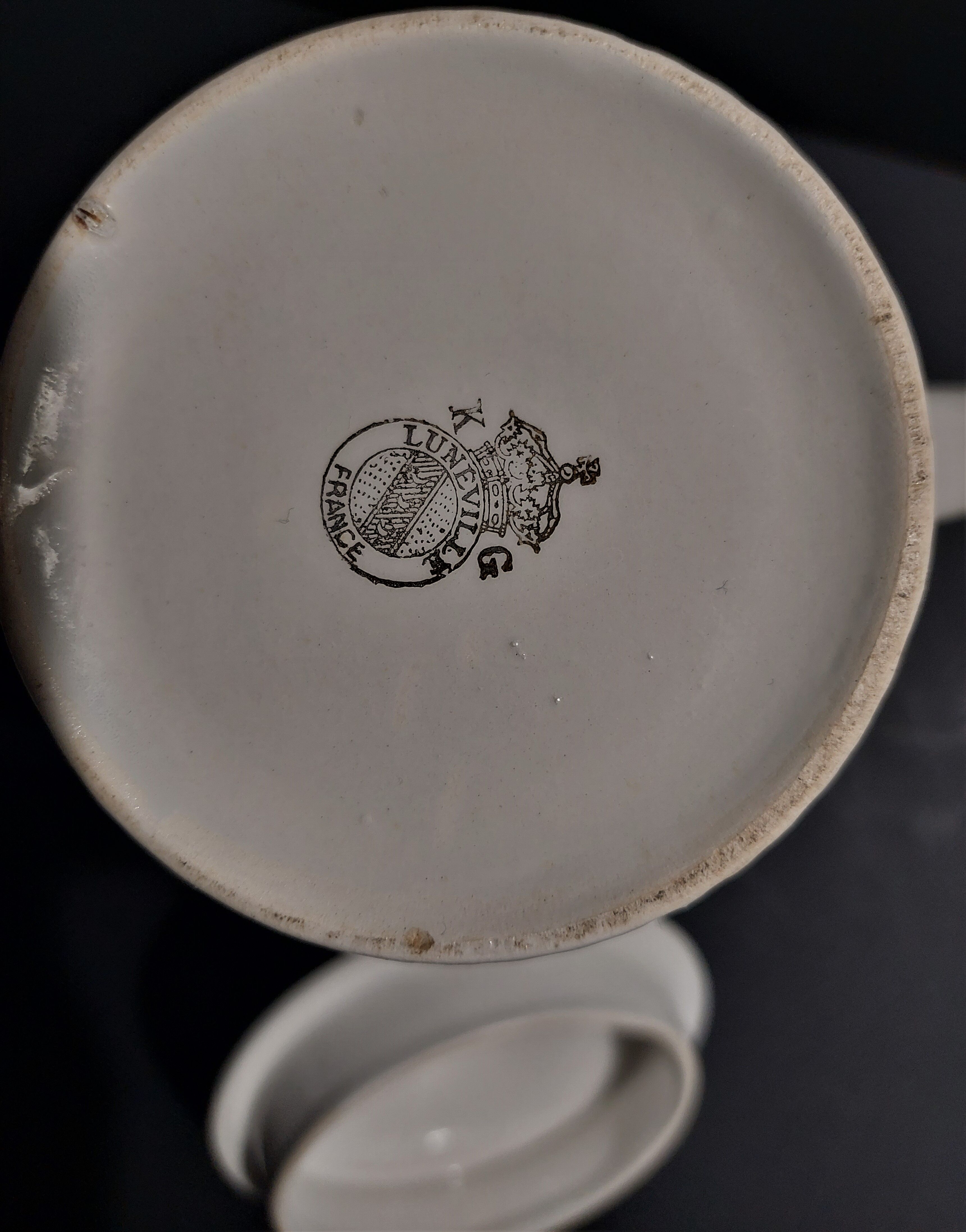 Pouring coffee service and two cups Lunéville KG mid-twentieth