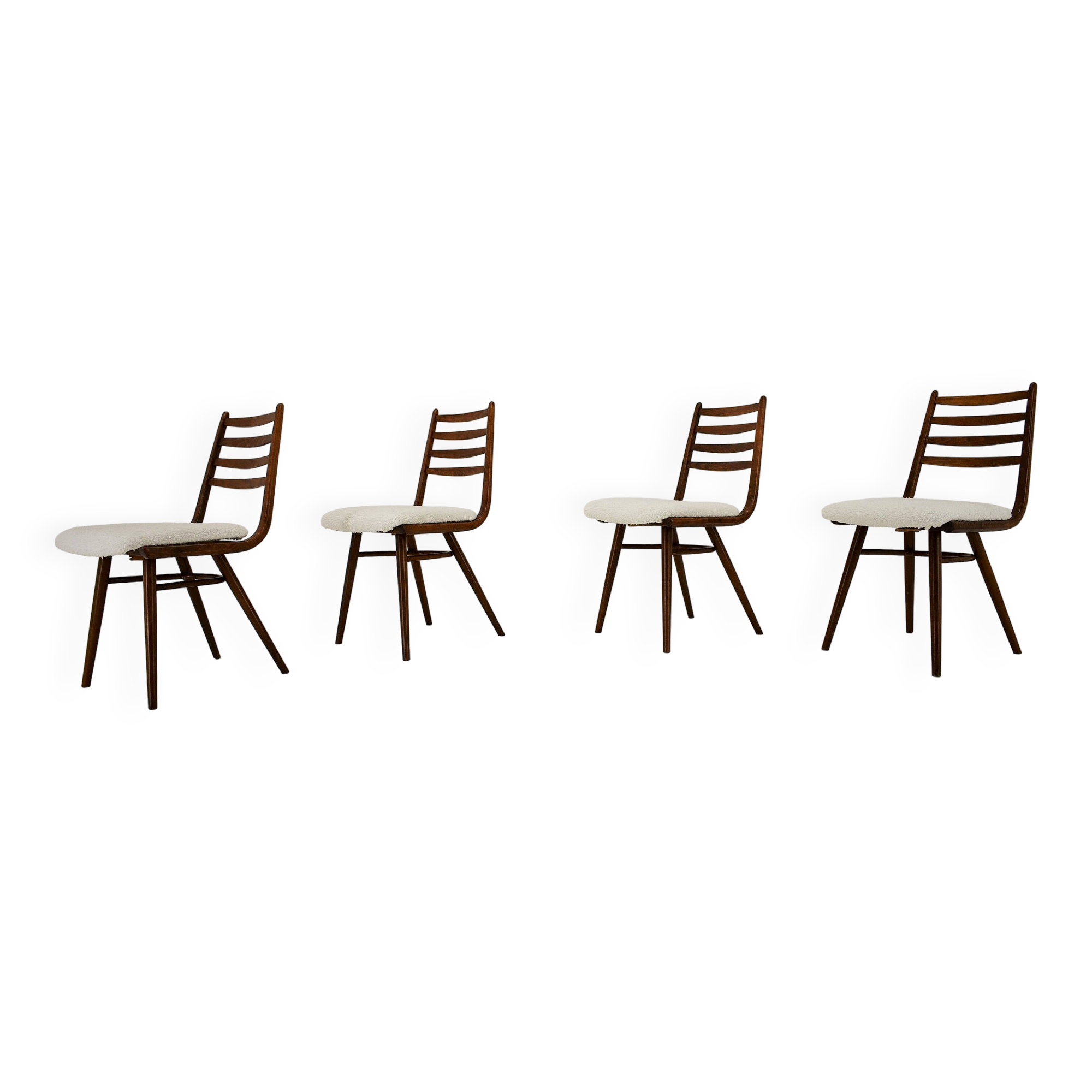 1960s Set of Four Dining Bentwood Chairs by Ton, Czechoslovakia