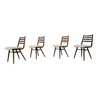 Ensemble de quatre chaises de salle à manger en bois courbé des années 1960 par Ton, Tchécoslovaquie