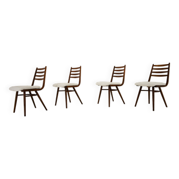 Ensemble de quatre chaises de salle à manger en bois courbé des années 1960 par Ton, Tchécoslovaquie