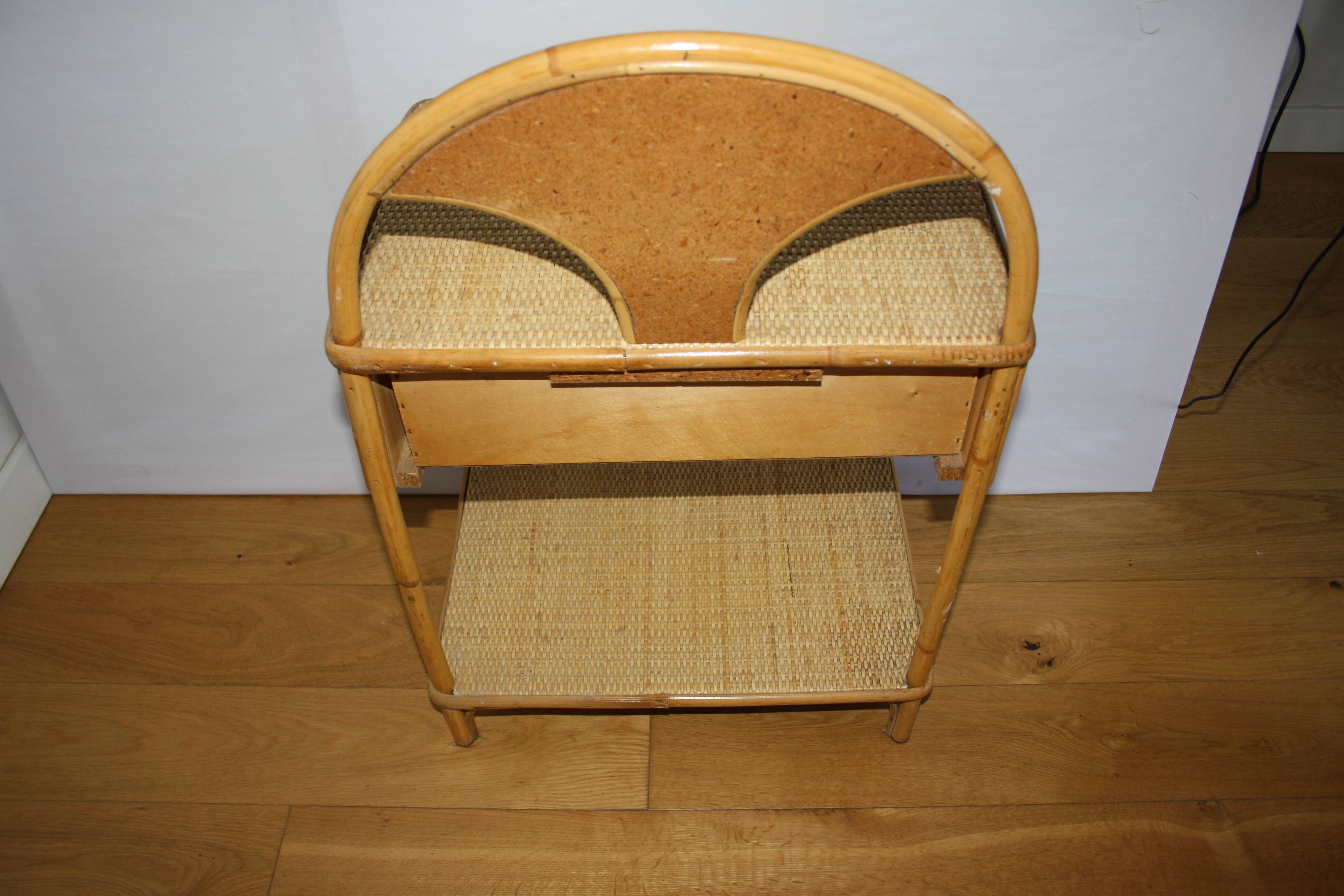 Rattan bedside table with drawer