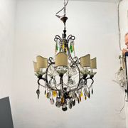Grand lustre en cristal multicolore des années 1950