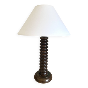Lampe bois sculpté, - coton