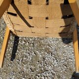 Office armchair from the 50s in beech tinted sycamore and moleskine