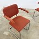 Pair of Marcel Breuer B64 Knoll armchairs in coral fabric