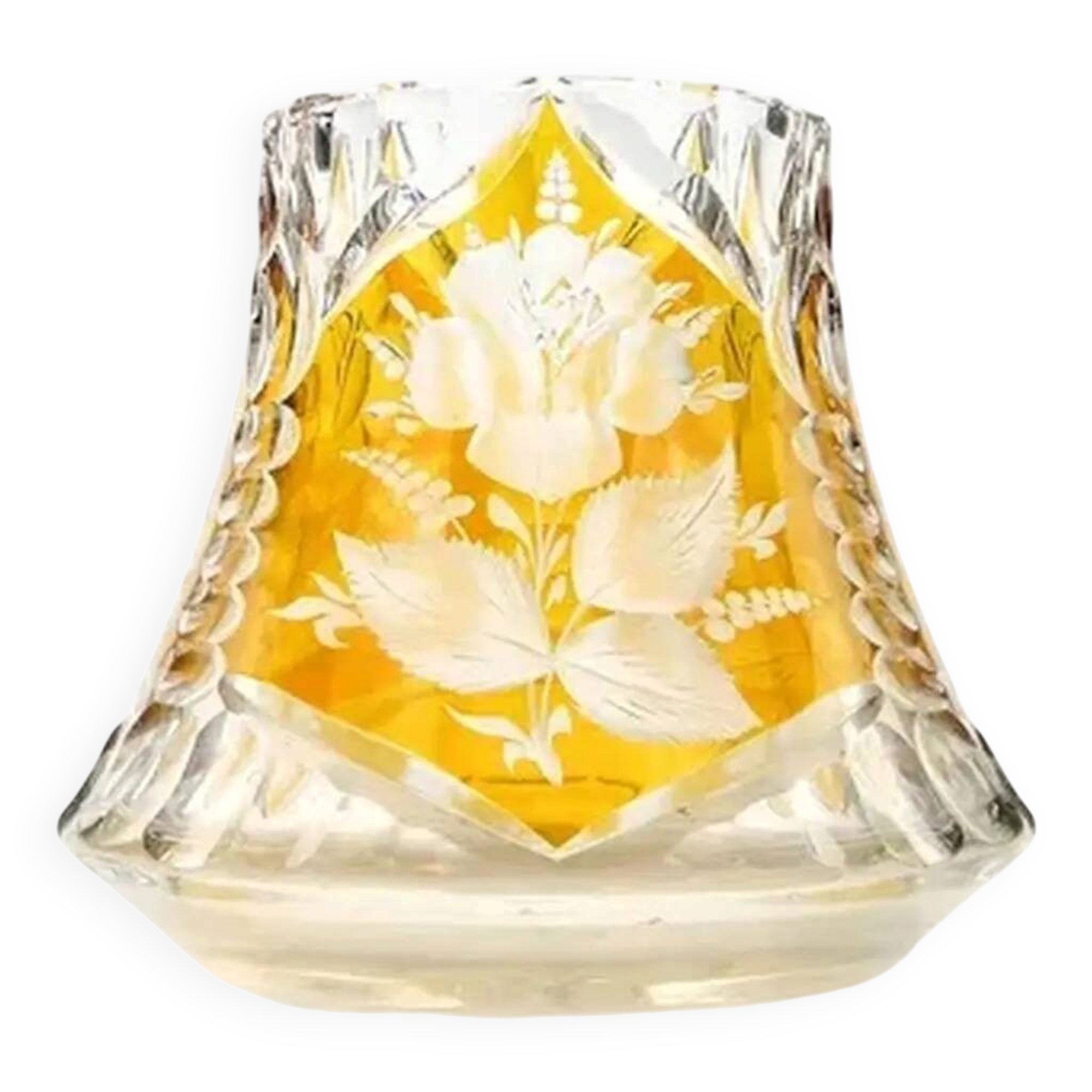 Vase with roses, mid-century modern, glass, Poland, 1970s