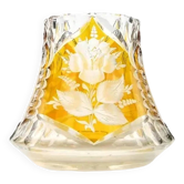 Vase with roses, mid-century modern, glass, Poland, 1970s