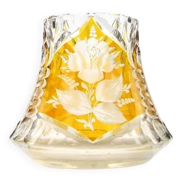 Vase avec des roses, moderne du milieu du siècle, en verre, Pologne, années 1970