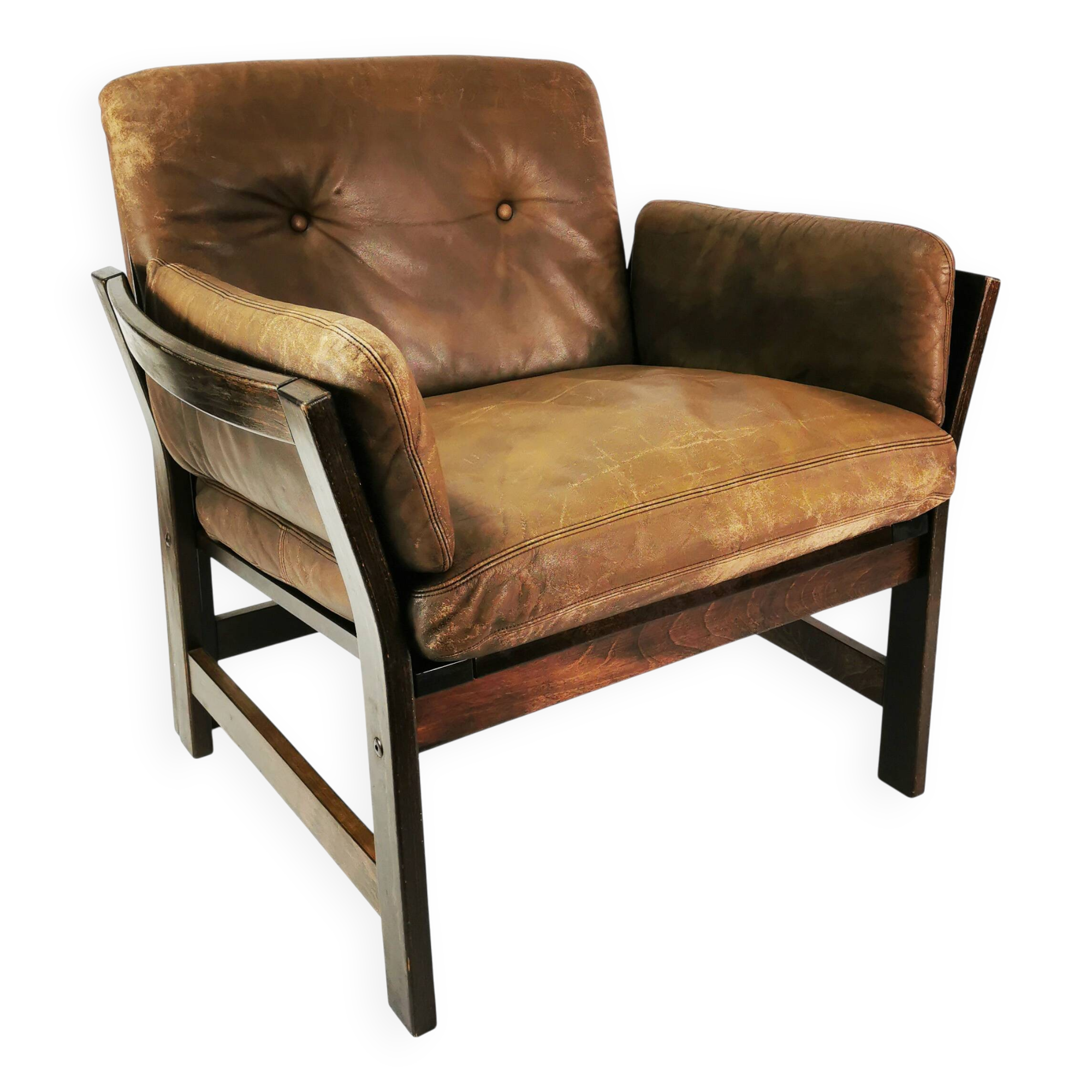 Mid-century leather armchair, Denmark, 1960s
