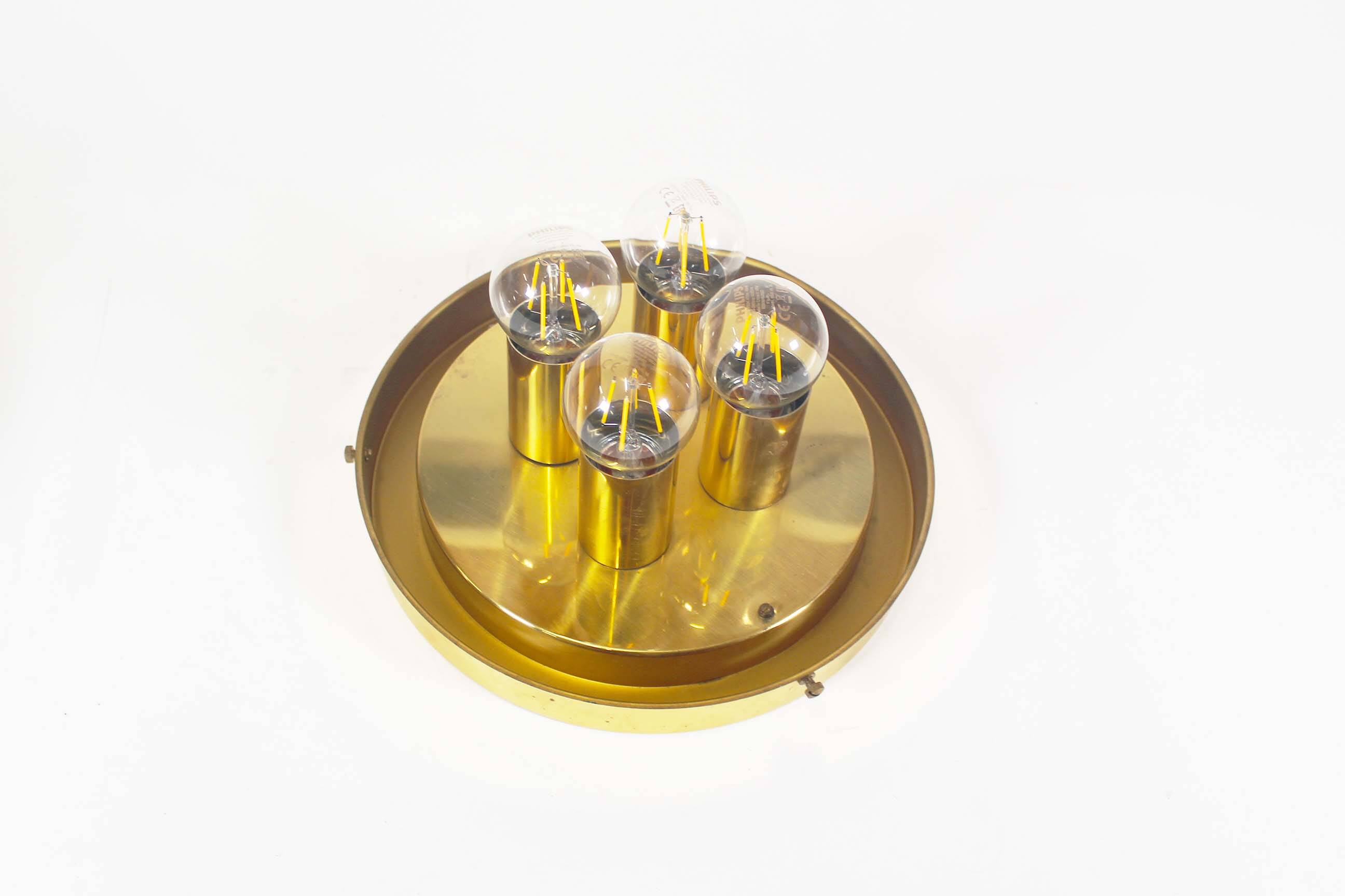 Large clear bubble glass flush mount light by Glashutte Limburg