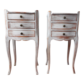 Pair of weathered bedside tables