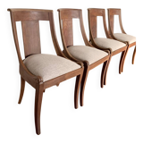 Set of 4 wooden gondola chairs, beige fabric