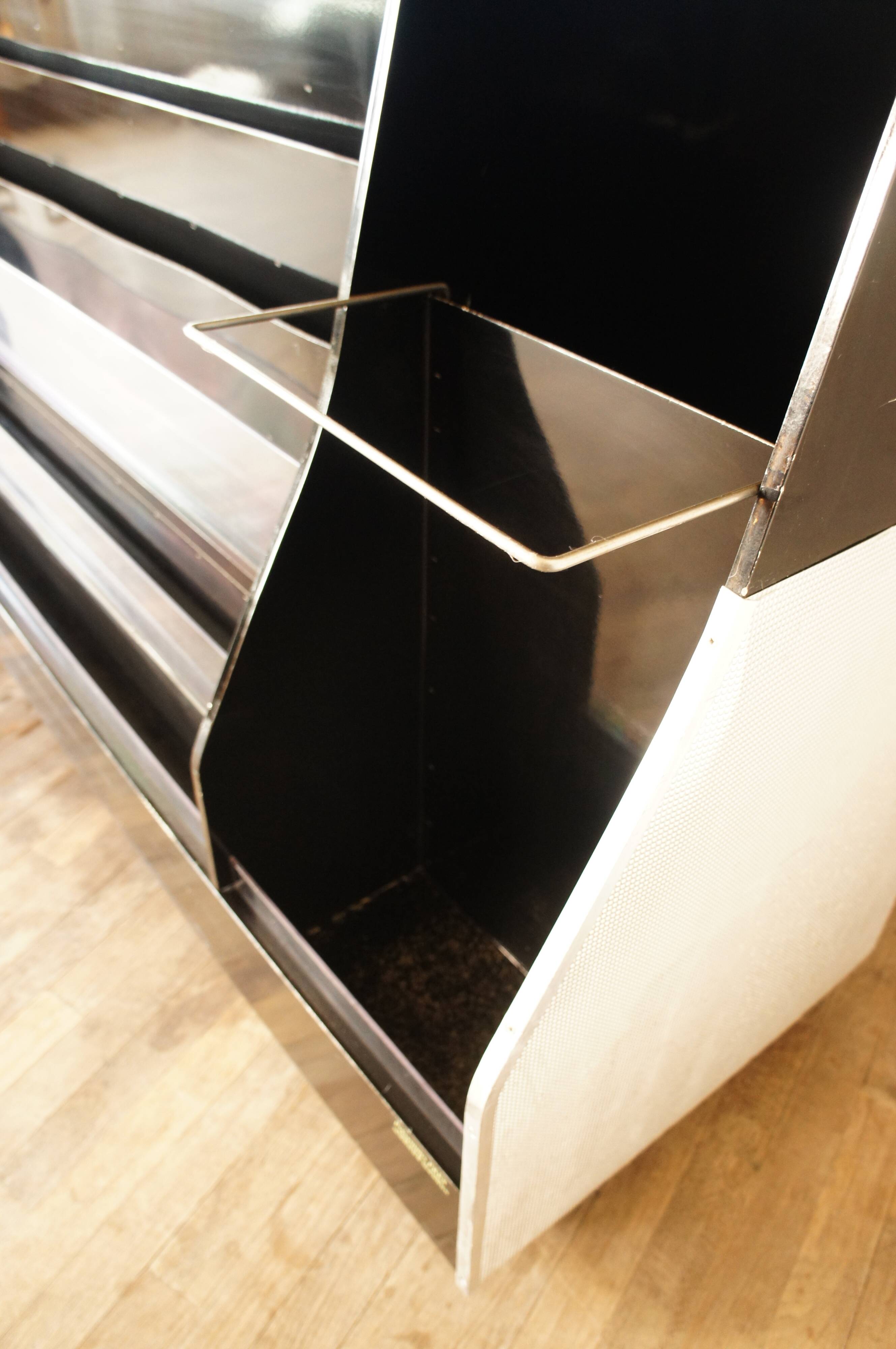 Display for store postcards on wheels, circa 1980