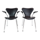 Seven Chairs With Armrests Model 3207 In Black Leather Arne Jacobsen & Fritz Hansen