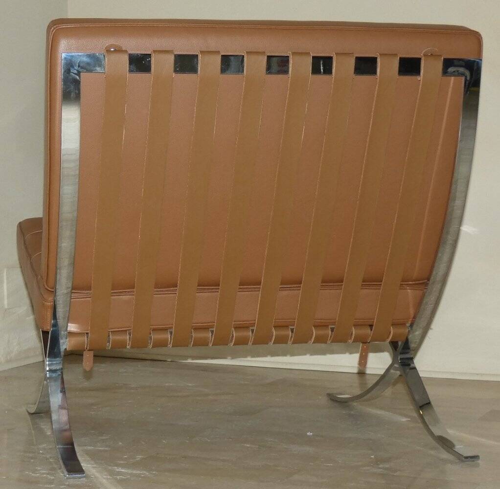 Sedia in acciaio e pelle nello stile di Knoll, anni '80