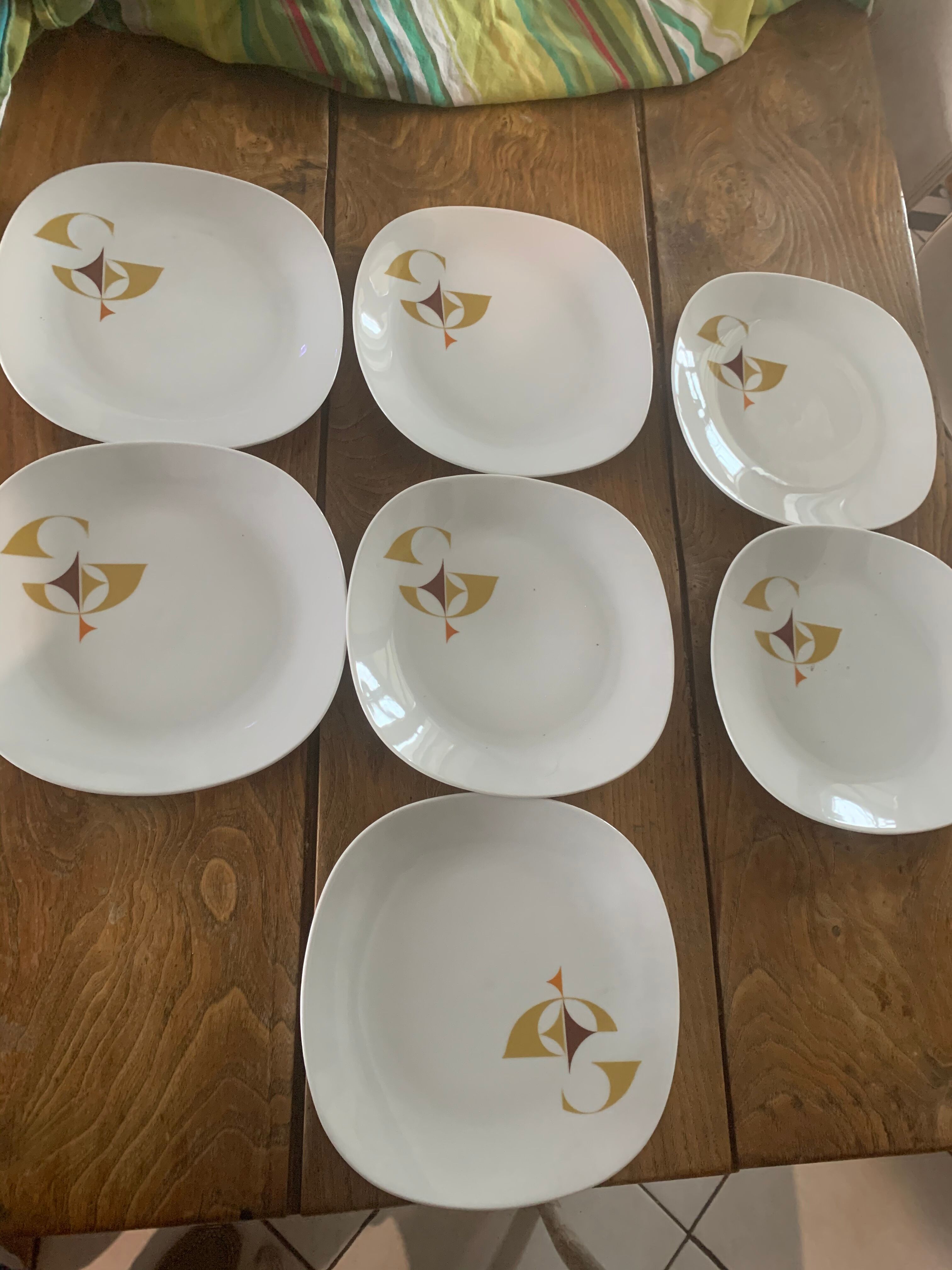 7 flat plates schirnding bavaria in white porcelain design design 1970