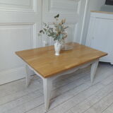 Vintage coffee table leg patinated pearl gray