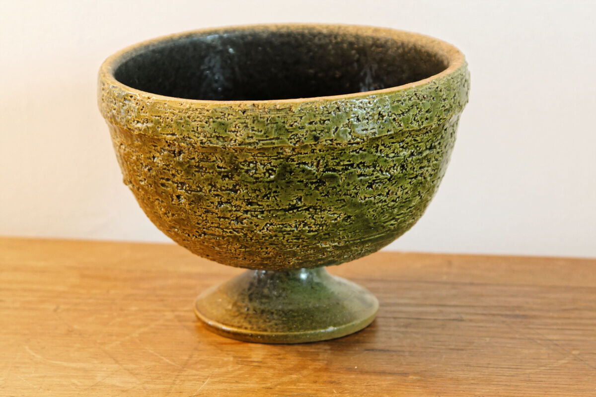 Sandstone bowl on pedestal