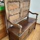 Bench / antique oak chest, closed Breton bed panels - North Finistère