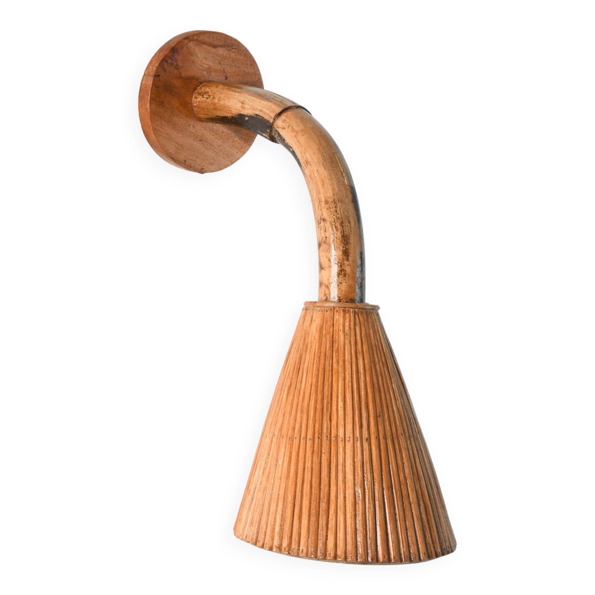 Organic Rattan with Cone Shade Wall Lamp