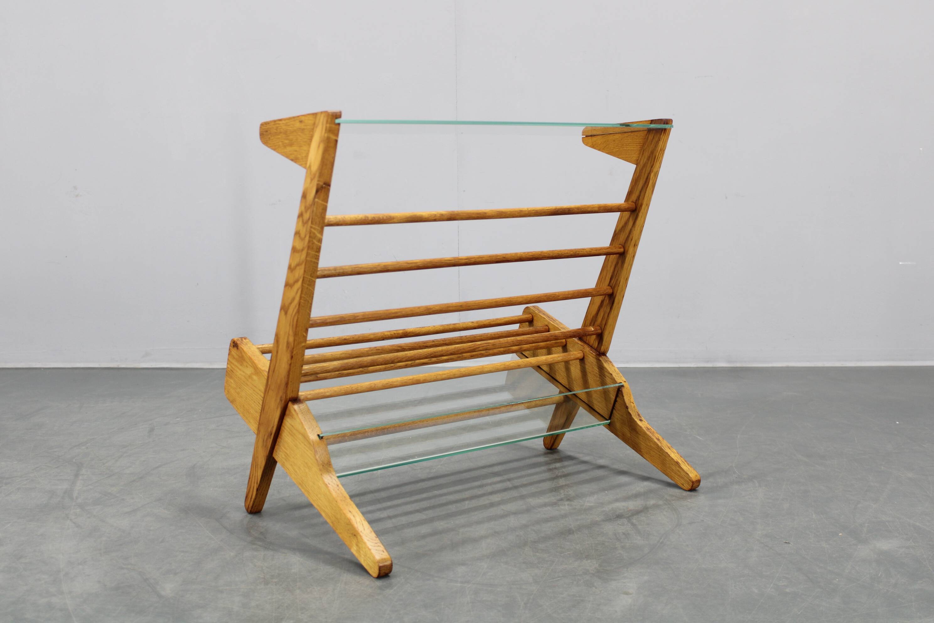 1960s Oak Book Stand Shelf / Rack by ULUV, Czechoslovakia