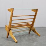 1960s Oak Book Stand Shelf / Rack by ULUV, Czechoslovakia