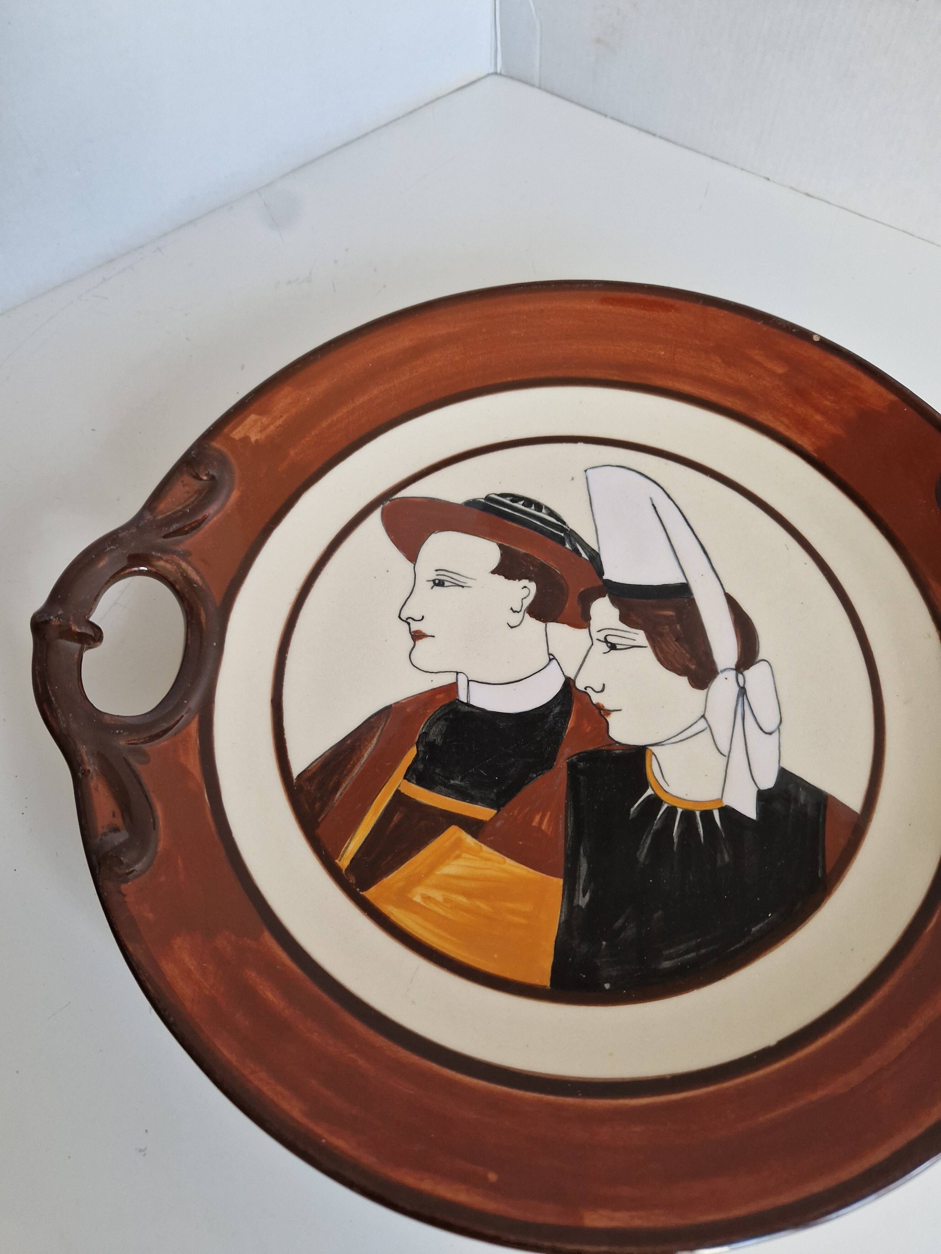 Plate HB Quimper Breton Couple