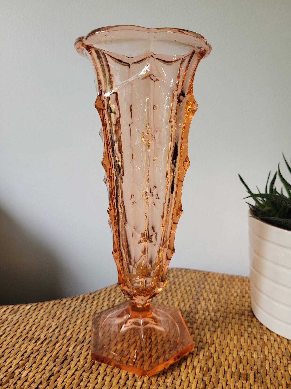 High Art Deco vase pink glass