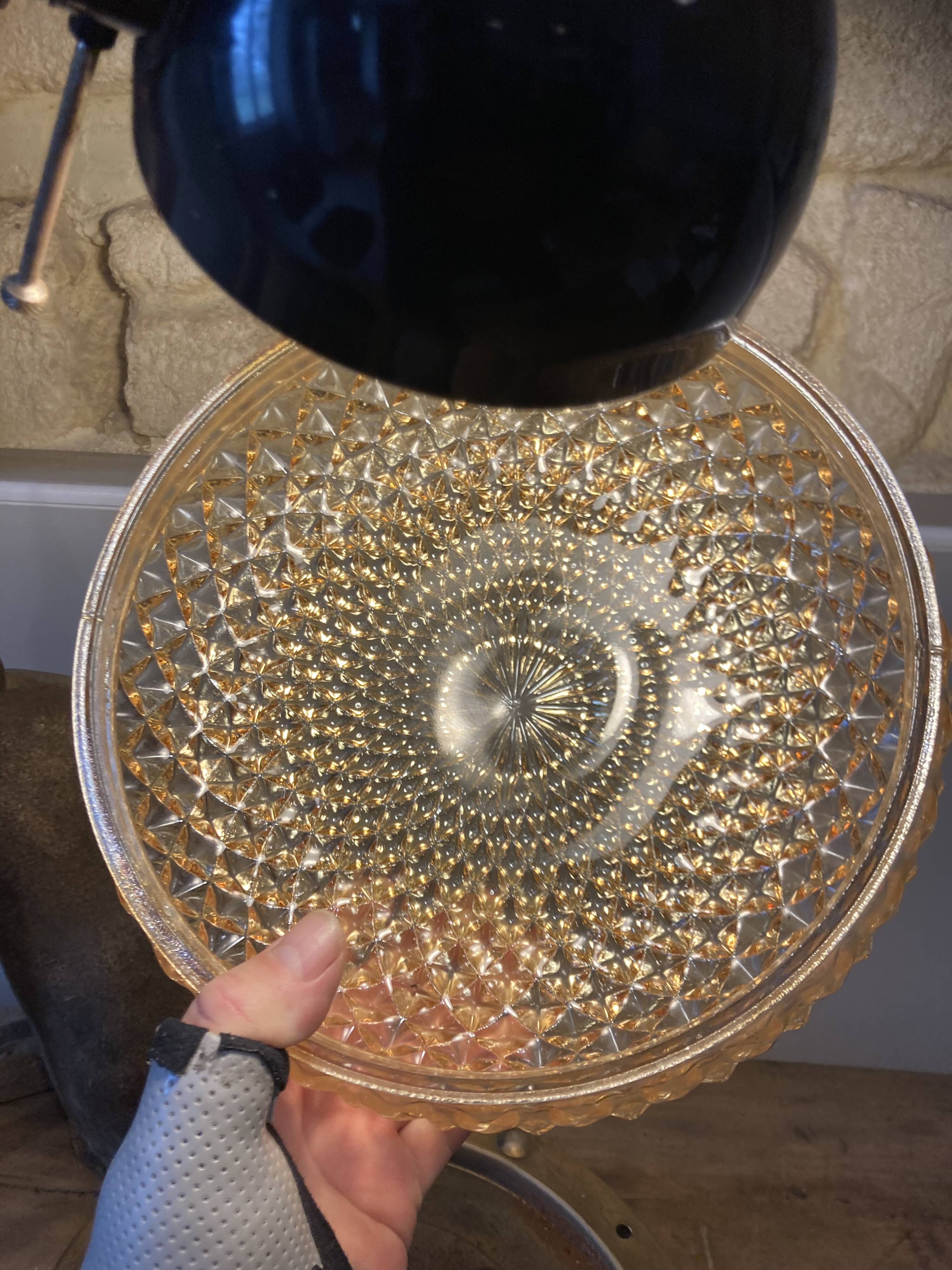 Superb wall light, glass ceiling light, vintage